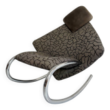 French design rocking chair in fabric and metal from the 70s/80s