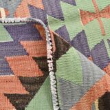 6x9 Green & Blue Tribal Pattern Vintage Kilim Rug, 177x266Cm