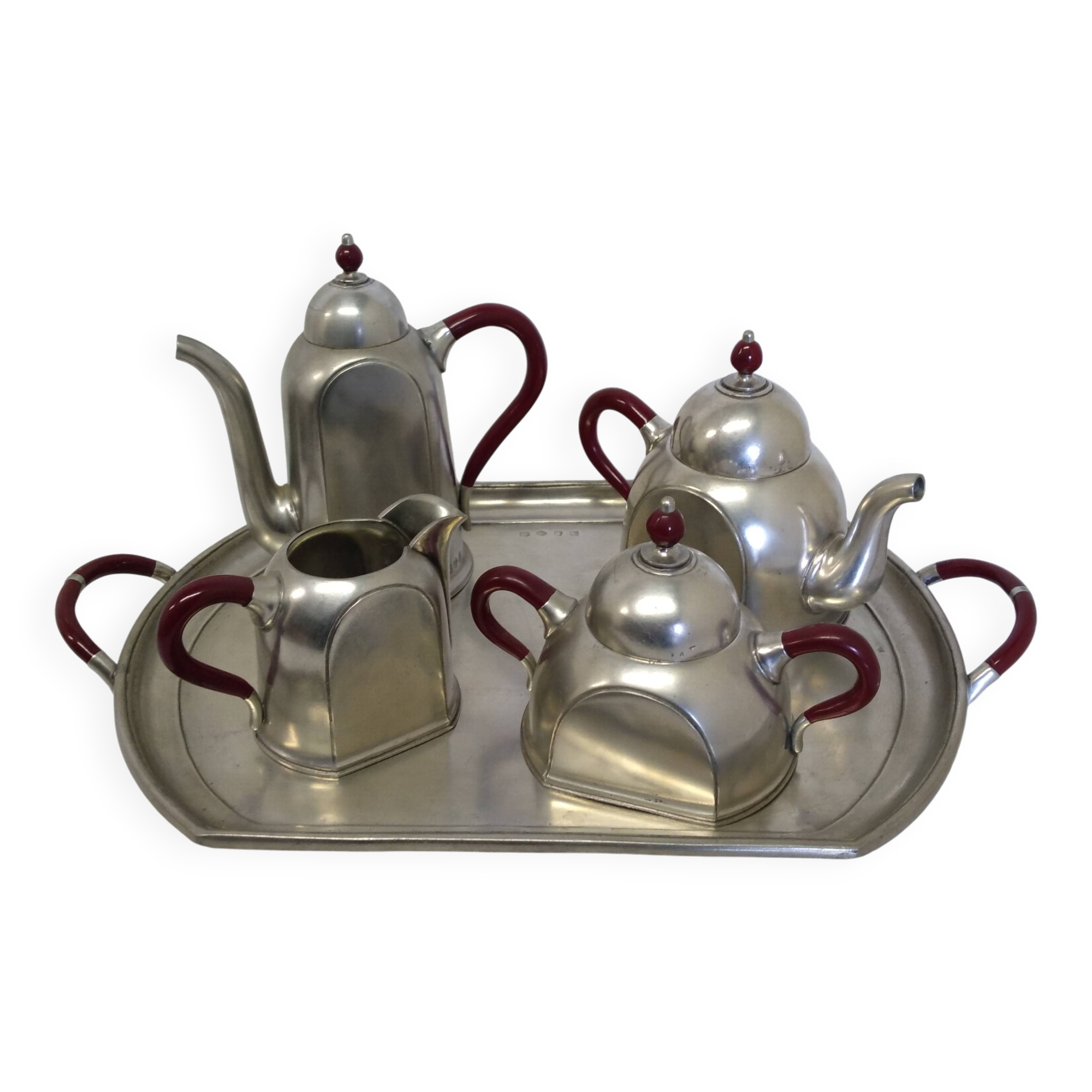 Cosi Tabellini Century 24 Pewter And Red Bakelite Tea And Coffee Service