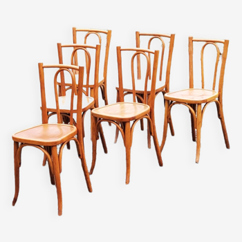 Set of 6 old bistro chairs