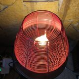 Trendy table lamp, industrial style, wire covered in red