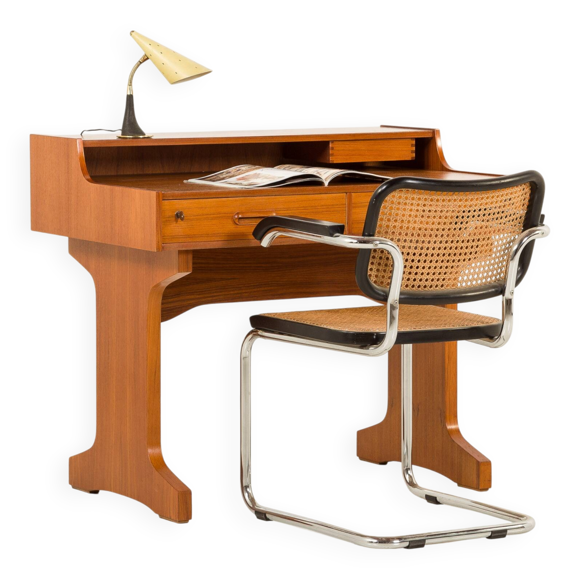 Italian mid century modern teak desk by IMB, 1960s