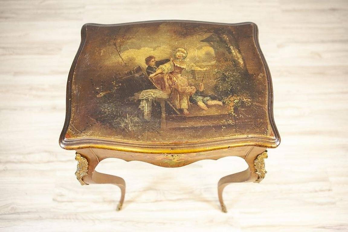 Mahogany Sewing Table with Brass Details, 1890s