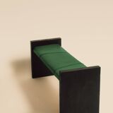 Maërl bench, sepia model, ebonized chestnut and green leather