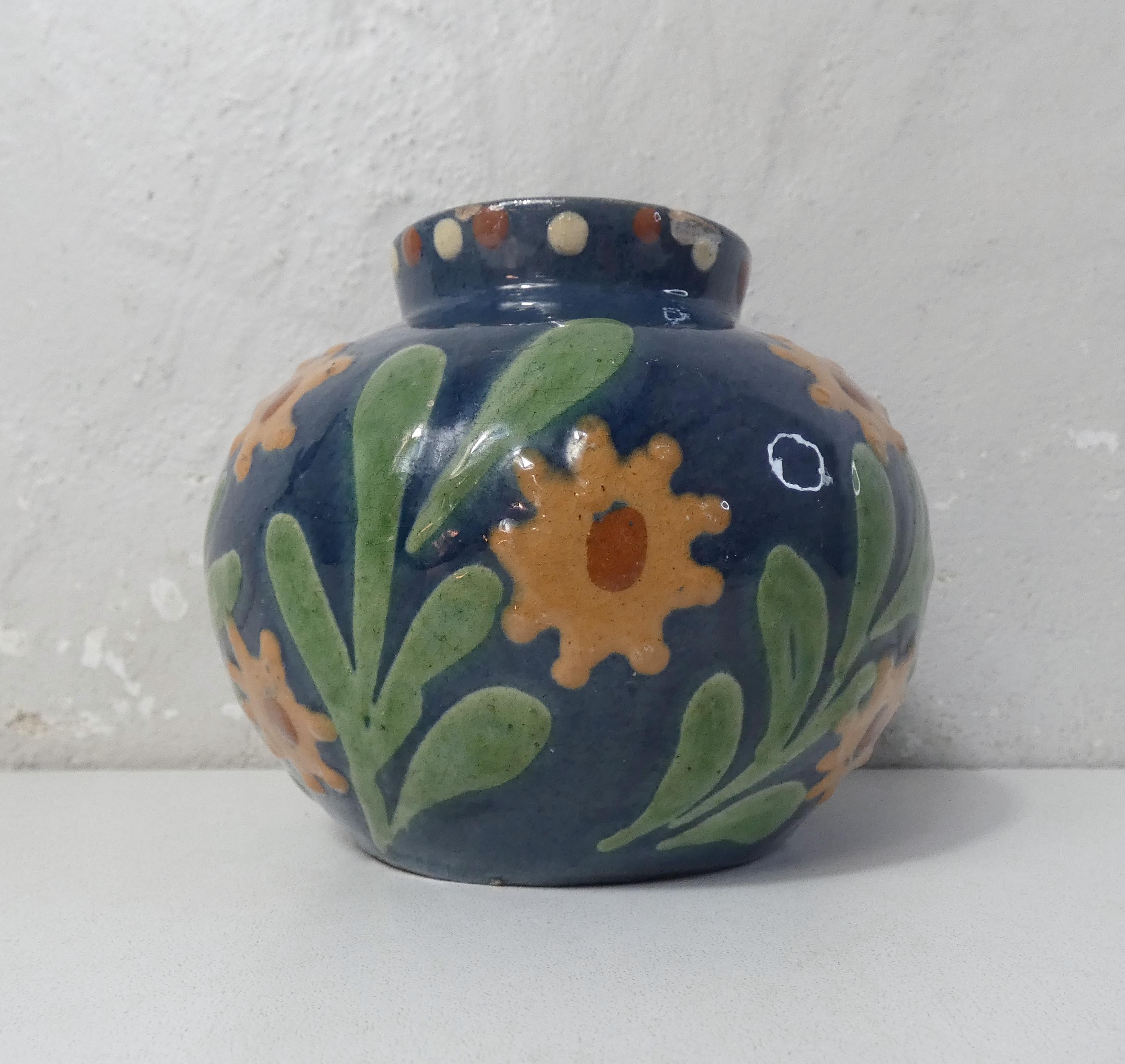 Old glazed ceramic vase elchinger style