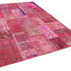 Hand-knotted oriental overdyed 198 cm x 294 cm pink patchwork carpet