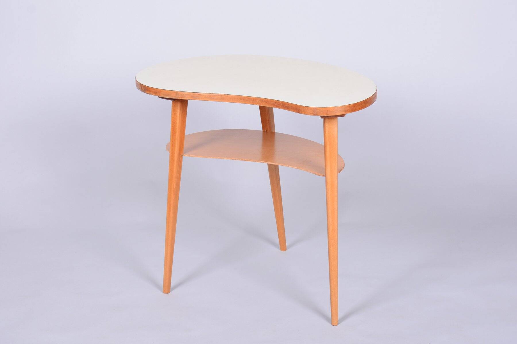 Mid-Century Side Table in Beech and Plywood, Czech, 1950s