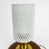 Scandinavian teak and structured glass table lamp from the 50s
