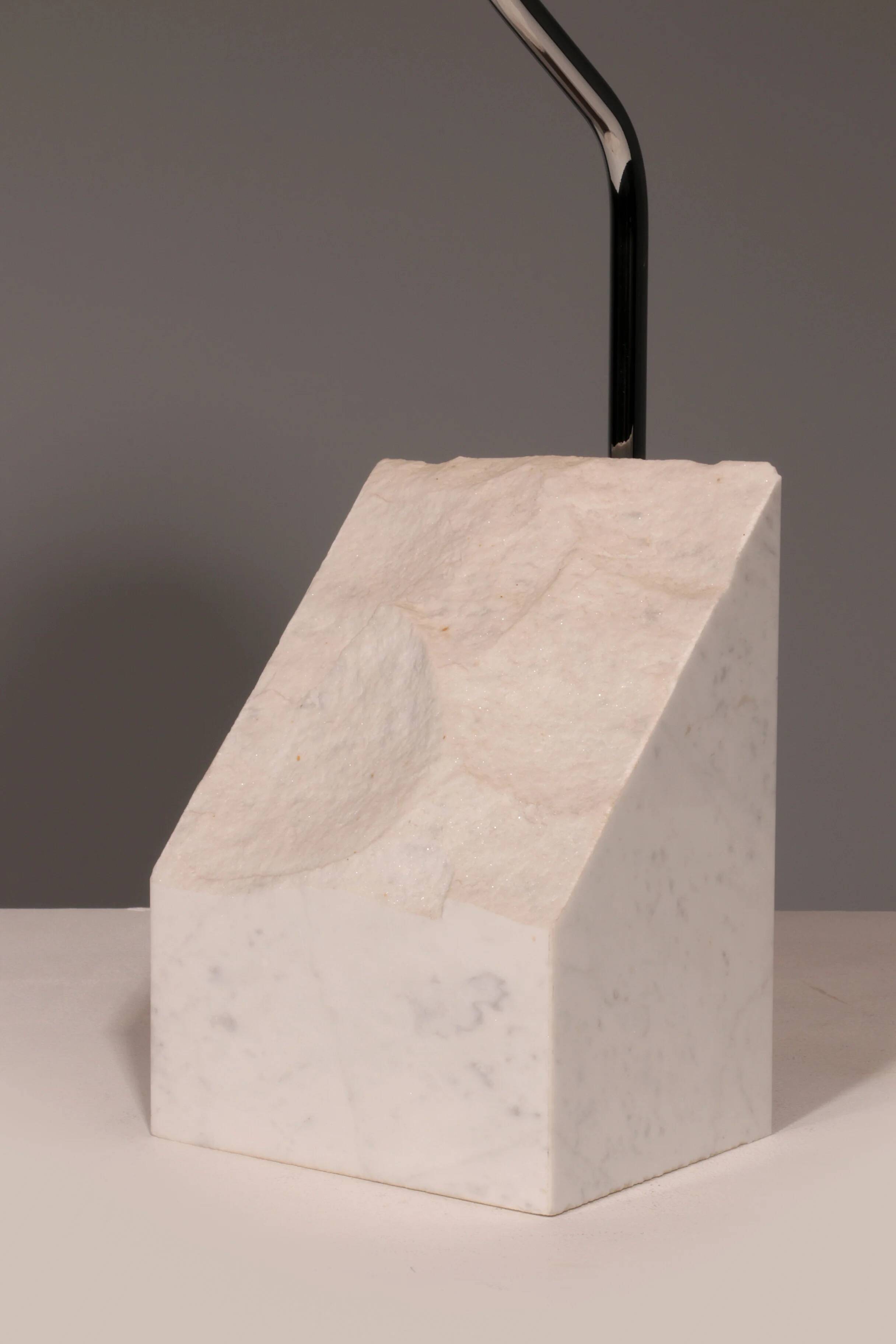 Marble and steel table lamp from Bergboms Scanlicht, 1970s, Sweden