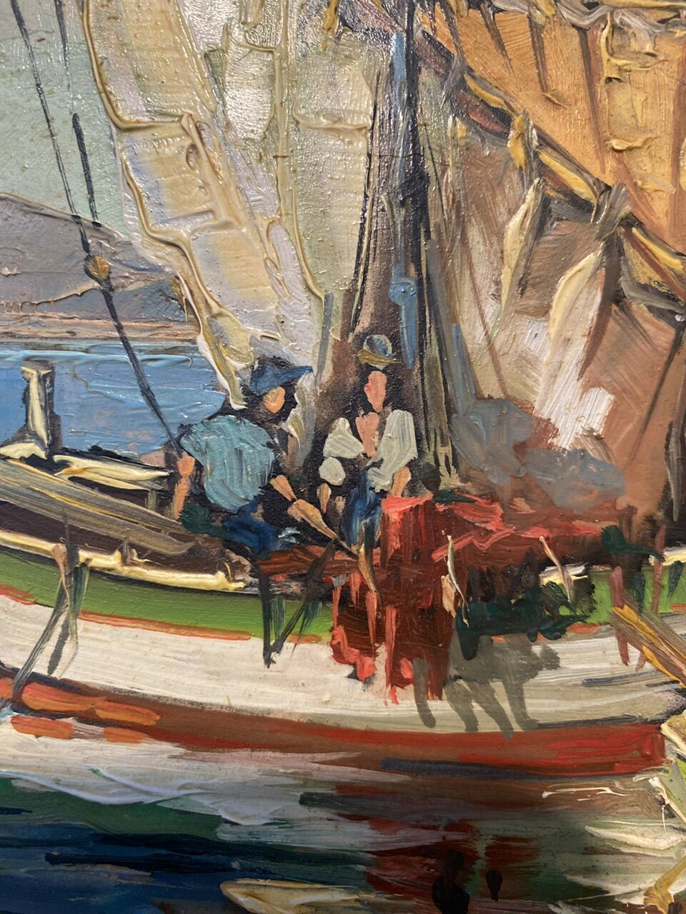 Old painting, Marine, signed B Franco, 50s/70s