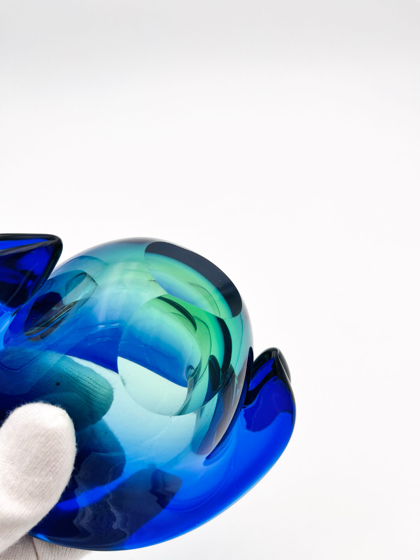 Murano Ashtray Flavio Poli Sommerso Blue Green Design 50s