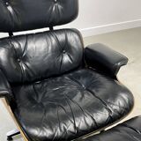 Vintage armchair with ottoman in Rio rosewood by Charles and Ray Eames, 1970s