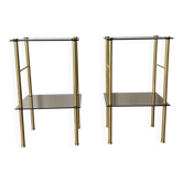 Glass and brass side tables