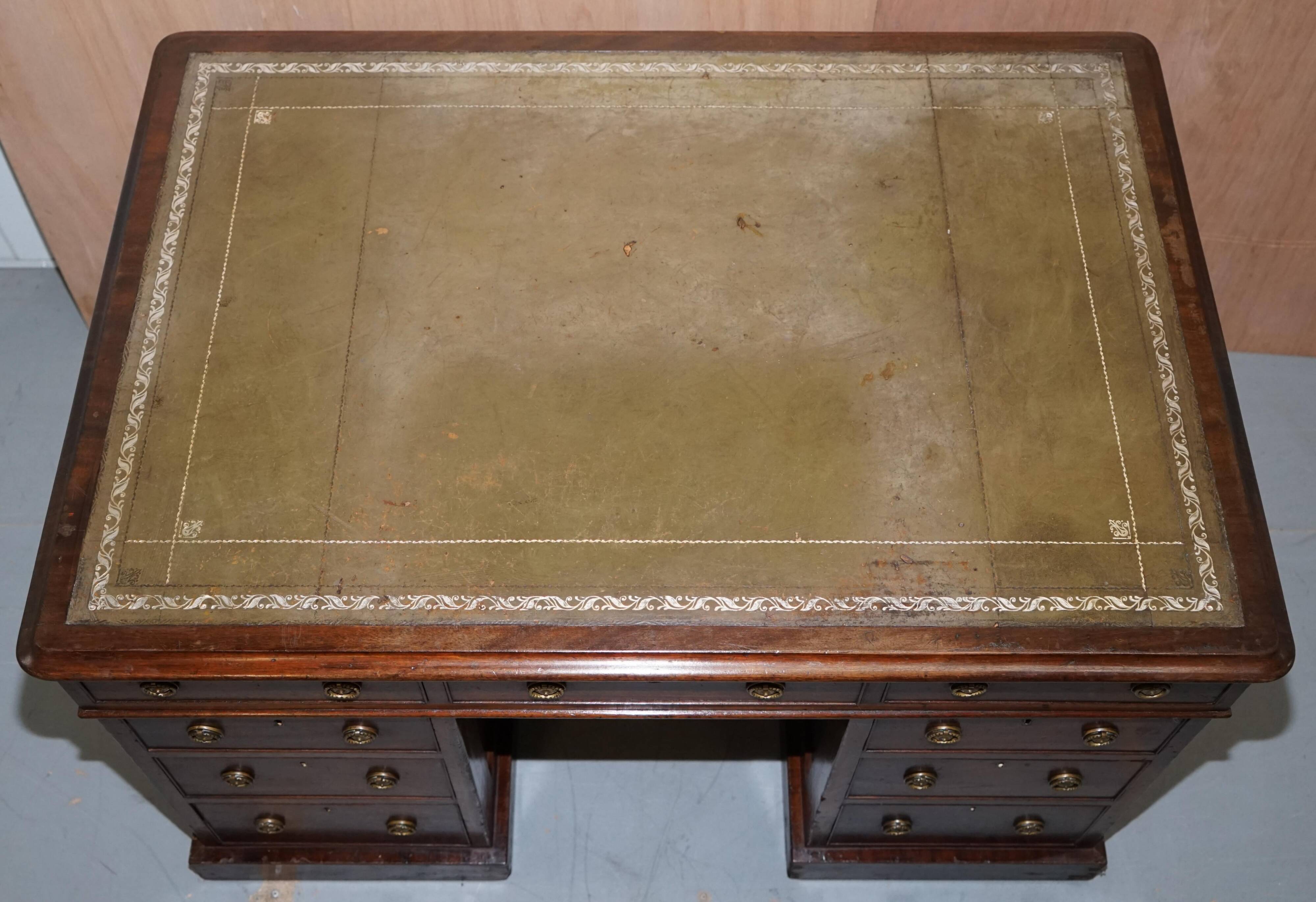 George III double-sided partner's desk in walnut circa 1780 with original handles.