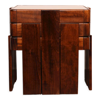 Set of 3 stackable nesting tables in rosewood by Gianfranco Frattini  for Cassina - Italy - 1970's