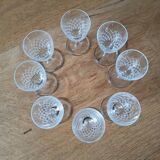 8 small vintage liqueur glasses