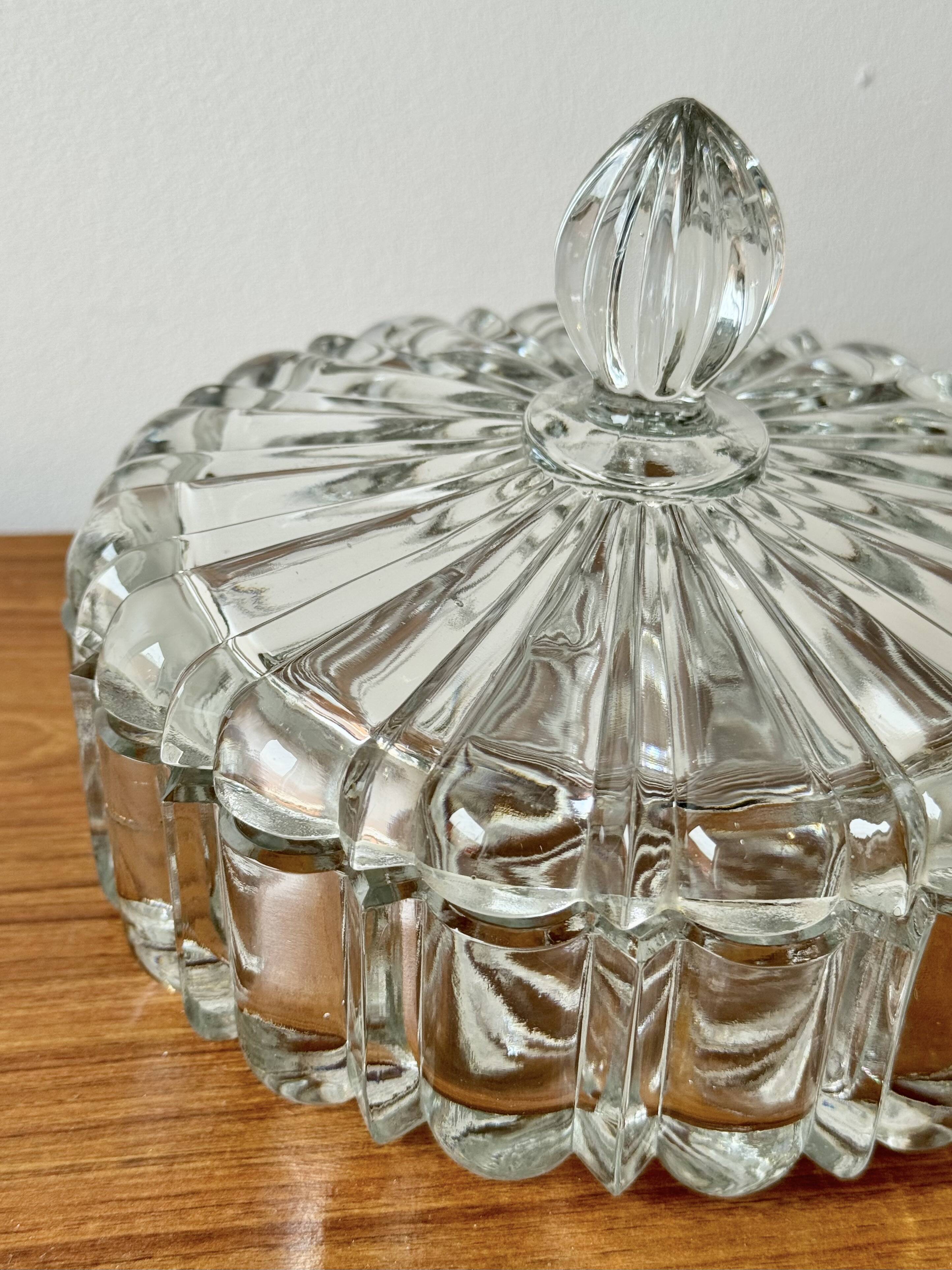 Vintage Glass Trinket Bowl with Lid