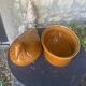 Duck, slip, glazed ceramic terrine, brown, vintage