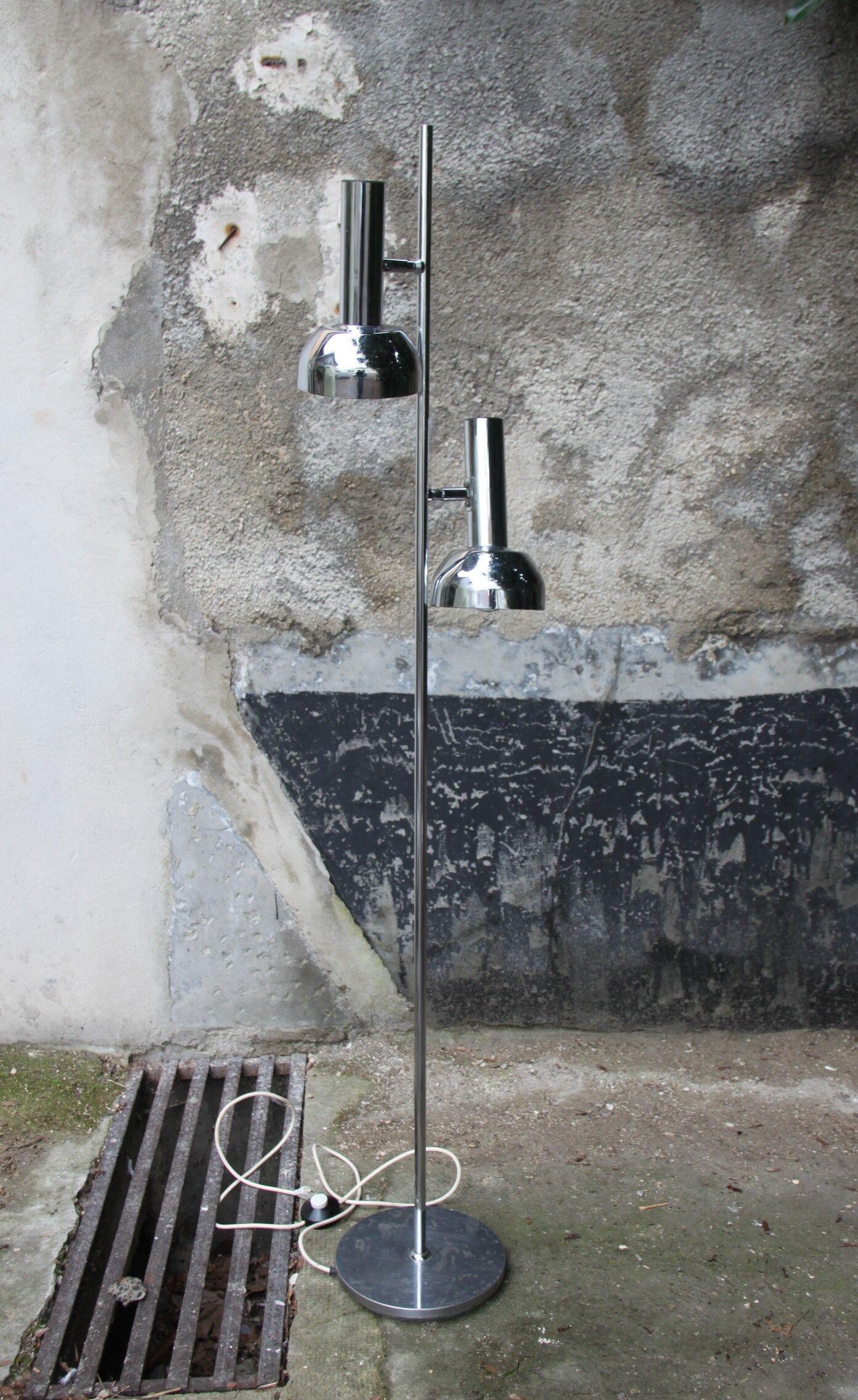 Lampadaire chrome 2 spots