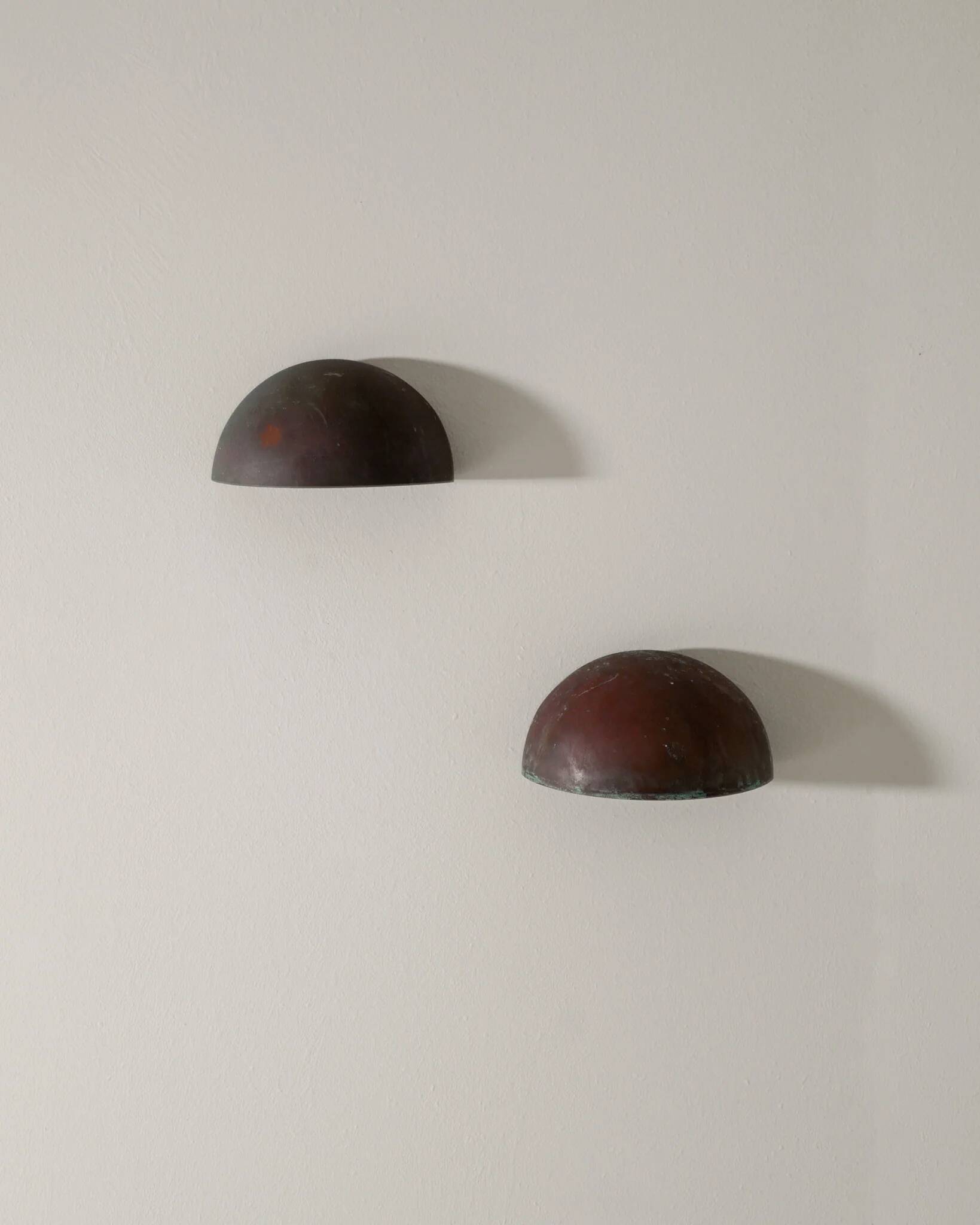 Pair of Round Vintage Danish Copper Wall Sconces Lamps, 1960s