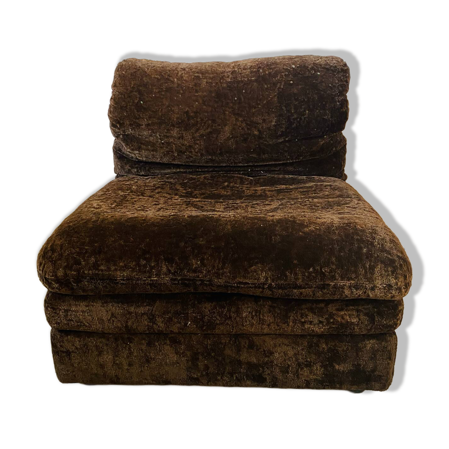 Chauffeuse vintage en velours chocolat