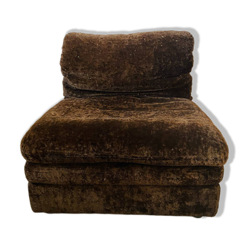 Vintage chocolate velvet armchair