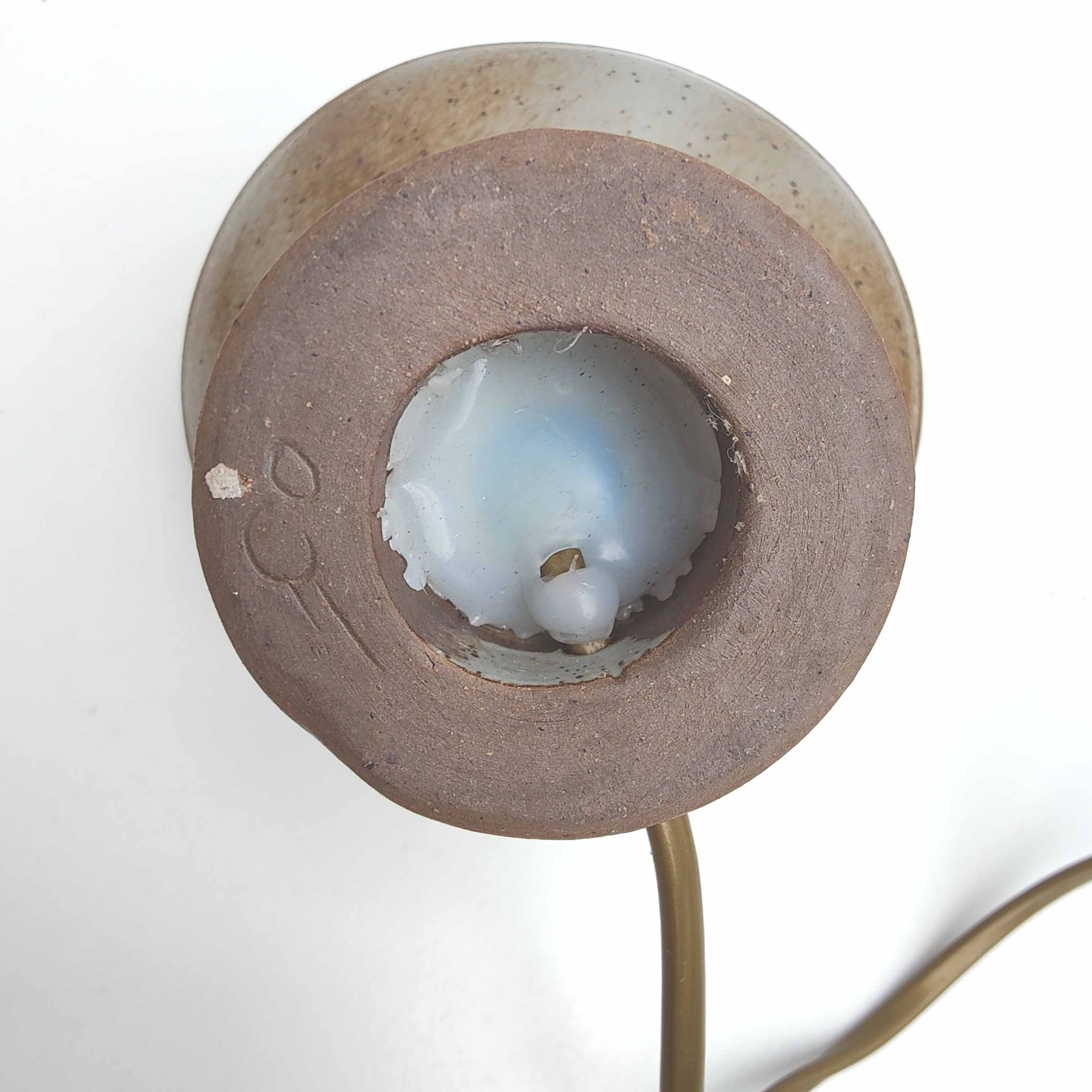 Stoneware candle holder lamp