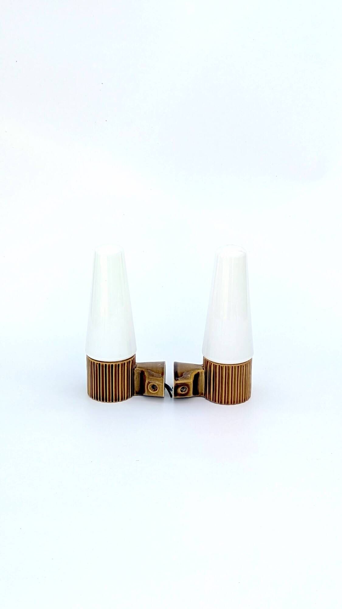 Pair of mustard-coloured ceramic wall lights IFÖ -Hans-Agne Jakobsson