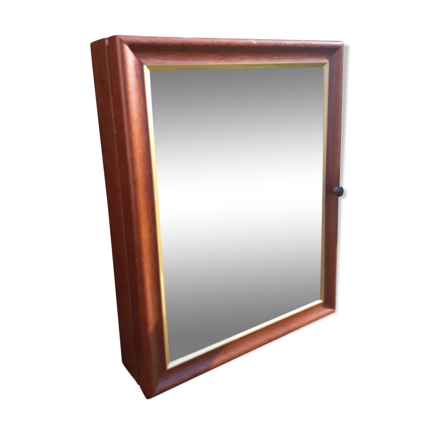 Wall key box, wood and mirror, vintage, fab. Frenchwoman