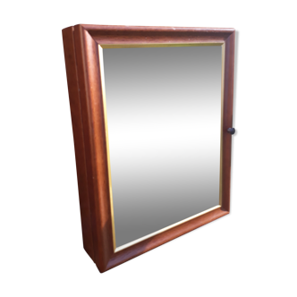 Wall key box, wood and mirror, vintage, fab. Frenchwoman