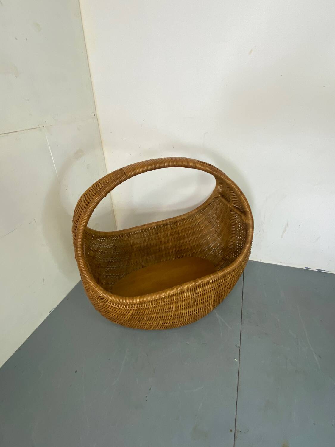 Vintage Wicker and Bamboo Basket Baby Bed  Netherlands, 1960s