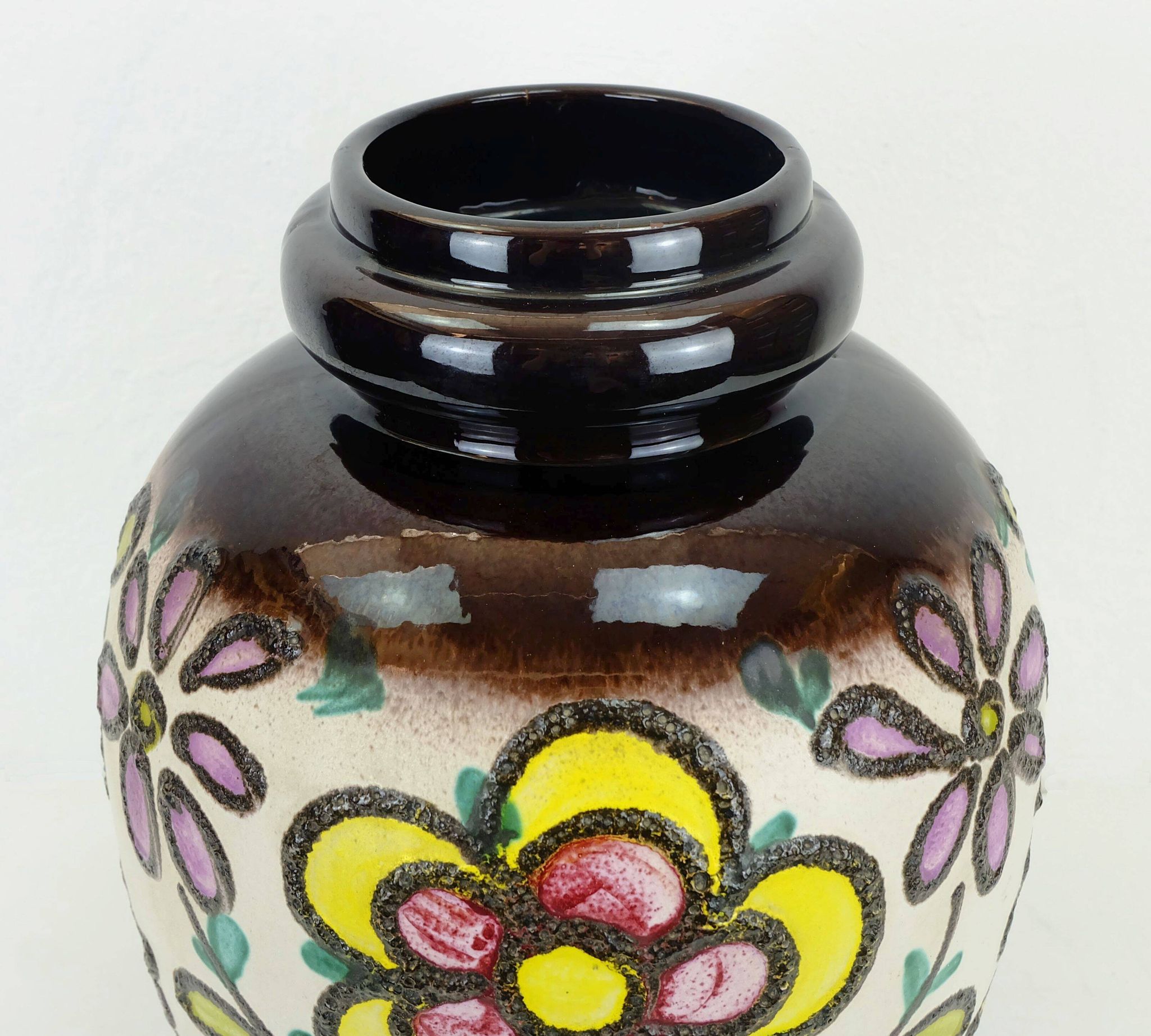 huge scheurich  FLOORVASE colorful fat lava flower decor model 286-42