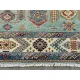 Contemporary Handmade Wool Area Rug, Turquoise Geometric Pattern Carpet for Living Room
