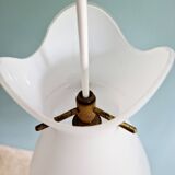 Set of 3 Scandinavian pendant lights in white satin glass, 1960s