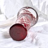 Large antique Bohemian vase, chiseled ruby color