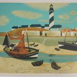 Yves Ganne: The Lighthouse Boat, original signed lithograph