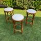 3 tabourets de bar en bois courbé et assise tissu