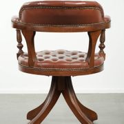 Chaise de bureau Chesterfield rotative en cuir de vache marron