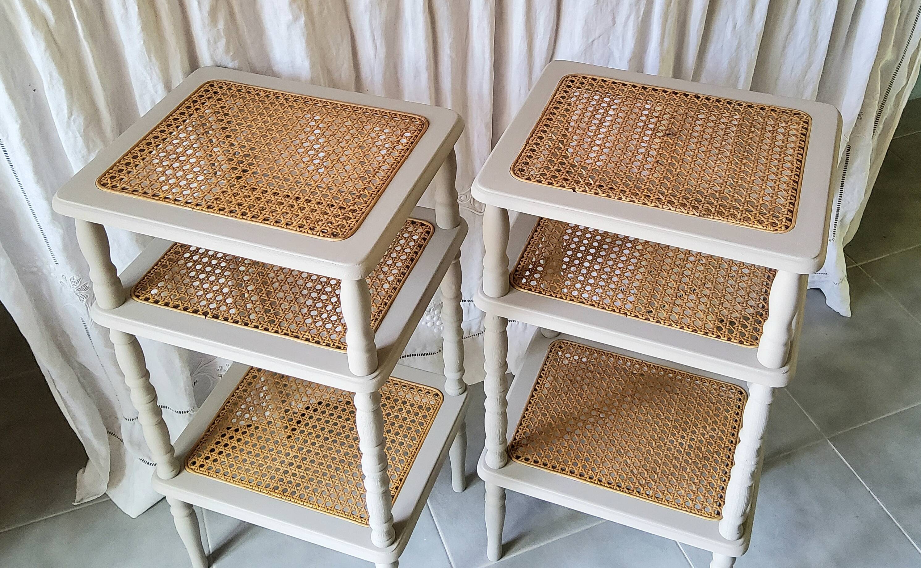 Pair of caned dessert tables