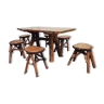 Table and 6 brutalist stools 1970
