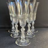 6 Saint Louis champagne flutes cut Lozère service stamped