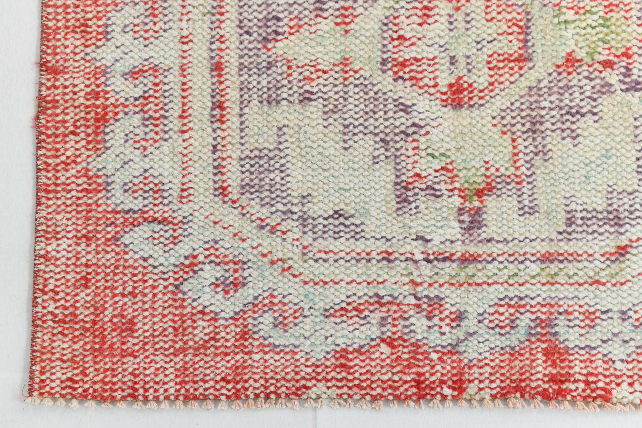 3x9 red & beige vintage runner rug 82x269cm