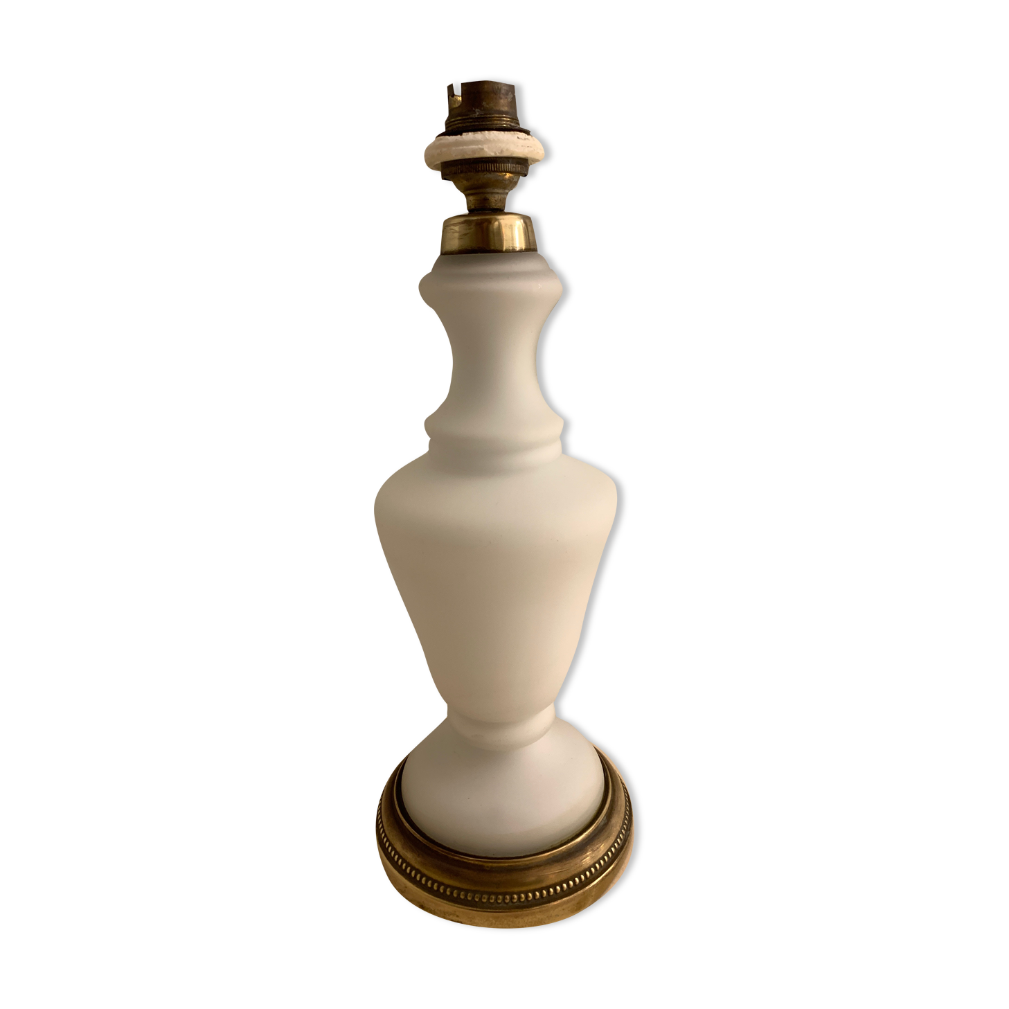 Lamp foot in Opaline de Sèvres and brass, 1950