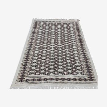 Tapis blanc beige et marron berbère traditionnel 206x133cm