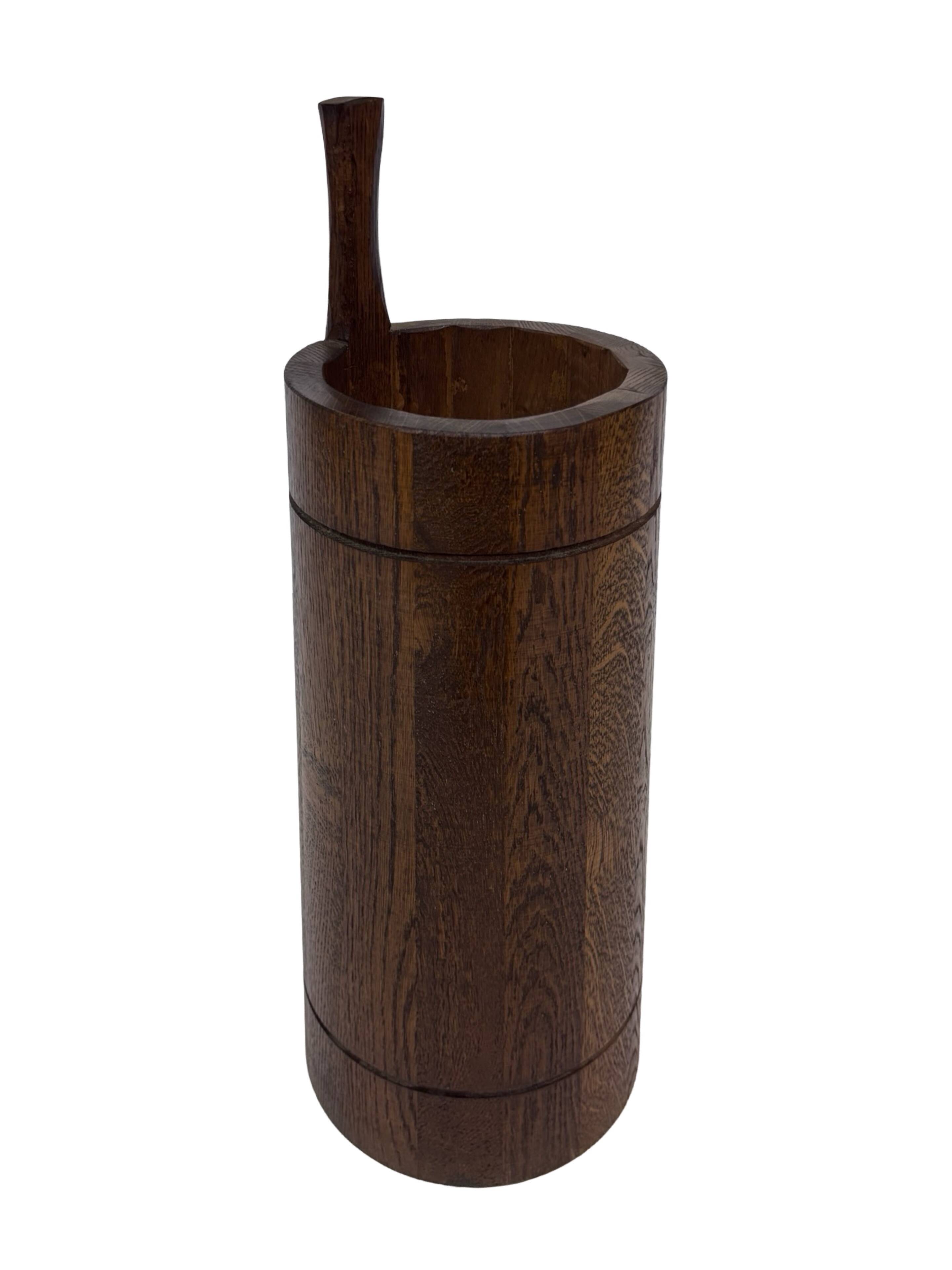 Vintage umbrella stand holder oak basket storage design 60's minimalist