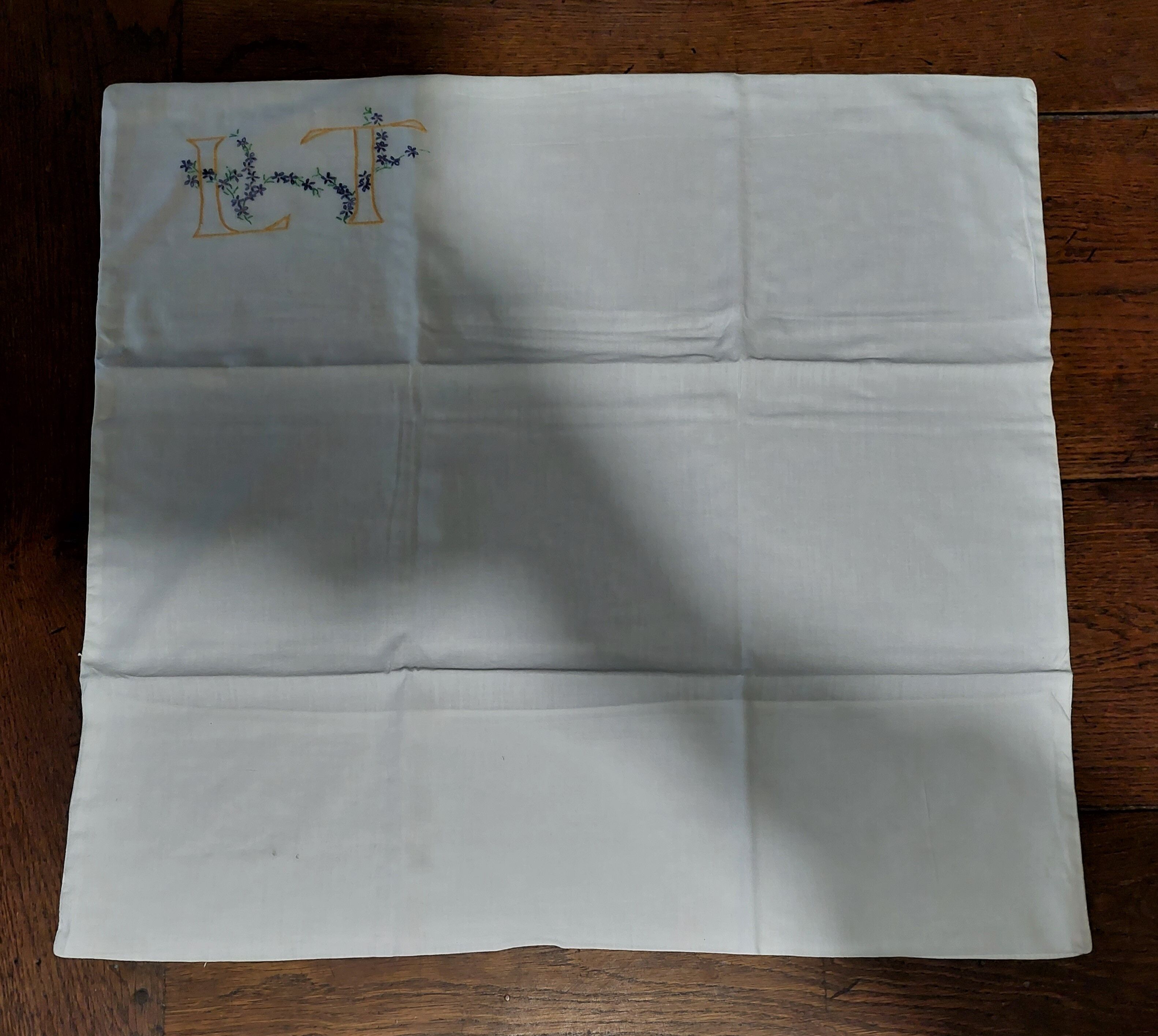 Vintage pillowcase monogram LT cotton 52 X 68 cm