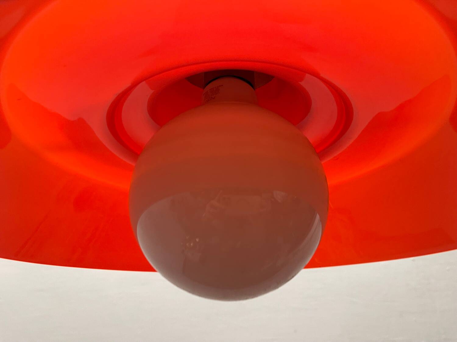 Industrial Vintage Red Glass Light Pendant 1950’s