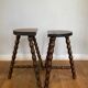Pair of vintage wooden slag stools