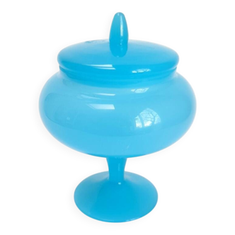 Pretty blue opaline sweet jar.