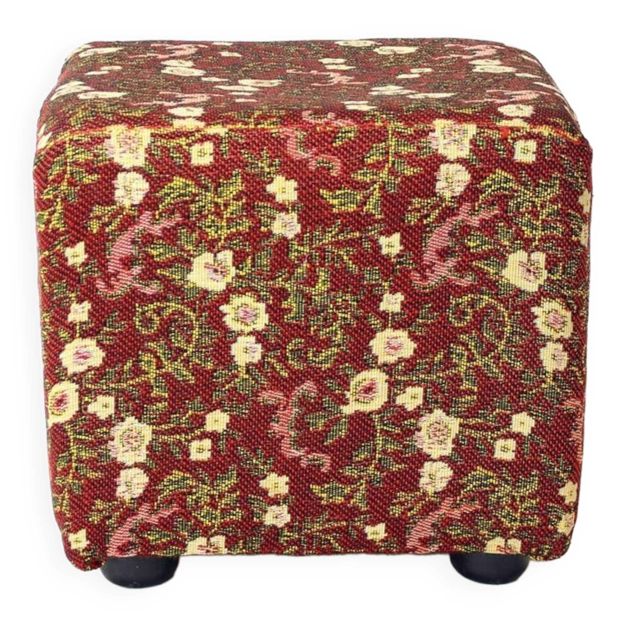 Petit tabouret vintage en tissu, Tchécoslovaquie 1960